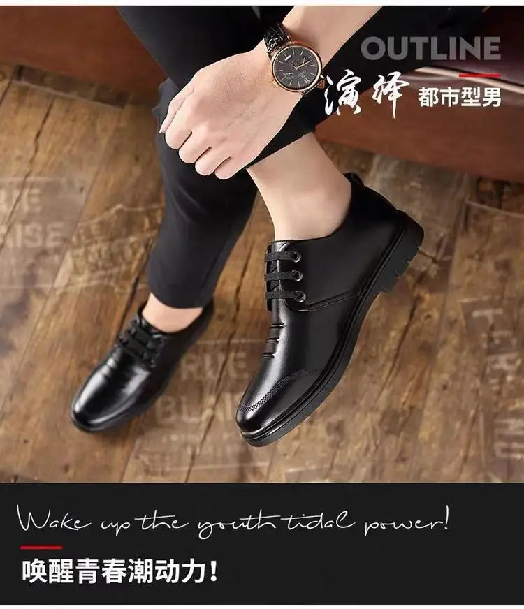 Leather Shoes Men's New Business Formal Shoes for Men Autumn Breathable Men's British Korean Pointed Toe Wedding Groomsmen Shoes