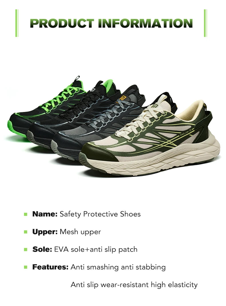 Lightweight Steel Toe Shoes Work Sneakers Safety Shoes Men Anti-Smash Anti Puncture Indestructible Shoes Security Breathable