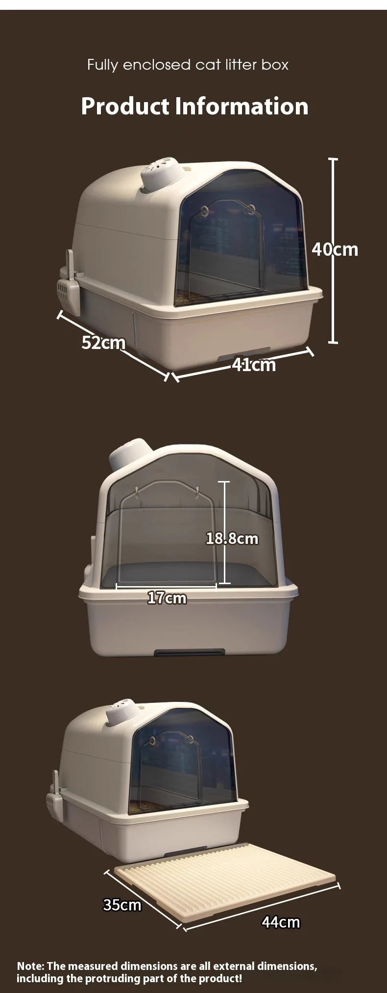Cat litter box, fully enclosed, odorless and deodorizing, extra large size for external splashing in cat toilets, cat litter box