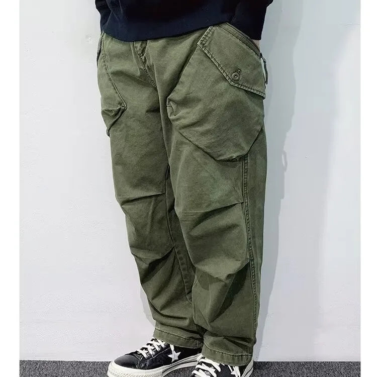 American Washed Men's Casual Pants Retro Design Trendy Brand Long Trousers Autumn Winter Multi-Pocket Workwear Loose Fit