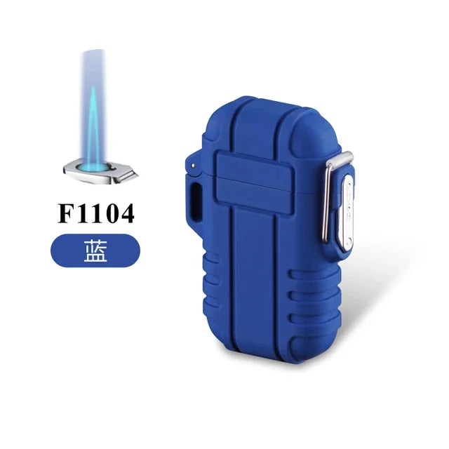 Outdoor Waterproof Lighter with Lanyard Portable Blue Flame Jet Lighter Butane Turbo Cigar Lighter Camping Wading Men's Gadgets