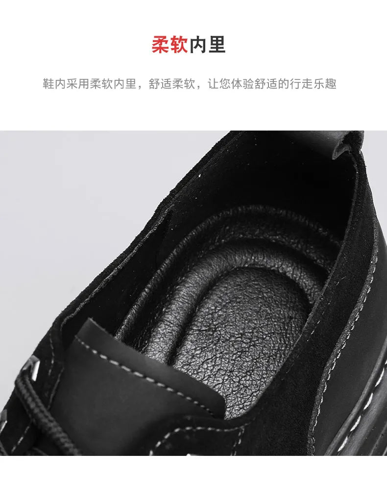 Fashion Men's Leather Shoes England Style Formal Shoes for Man Non Slip Ankle Boots Outdoor Waterproof Casual Tim Work Land Shoe