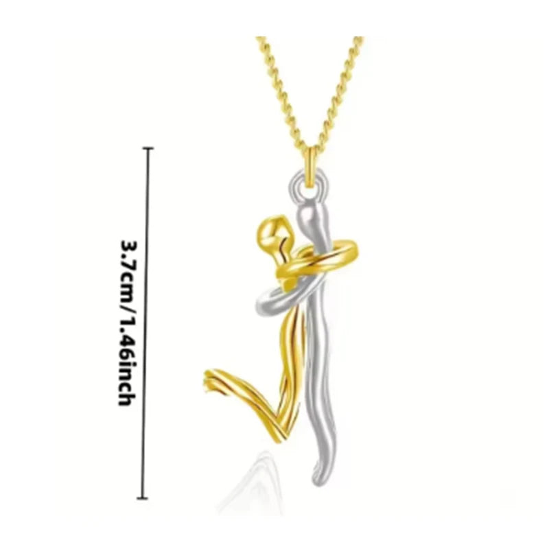 New Creative Couple Embrace Necklace Women's Fashion Collarbone Chain Passionate Couple Necklace Decoration Gift
