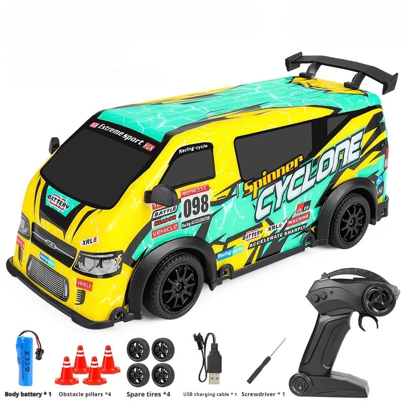 Rc Car 1:24 High-Speed Drift Minivan Cool Lighting Four-Wheel Drive Off-Road Competitive Model Electric Remote Control Car
