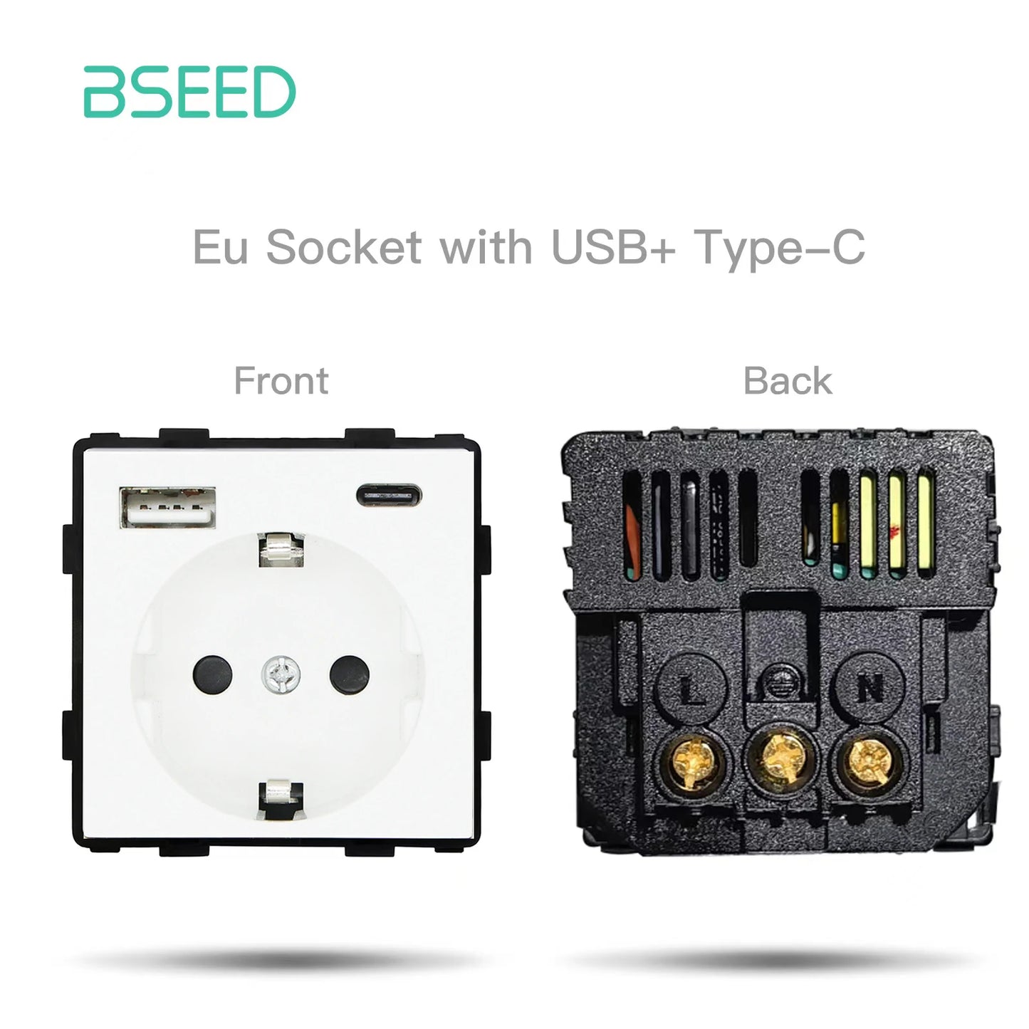 BSEED Glass Frame Panel Single Double Frames Wall Socket Part Triple Four Frames DIY Part with Metal Frames USB TYPE-C Socket