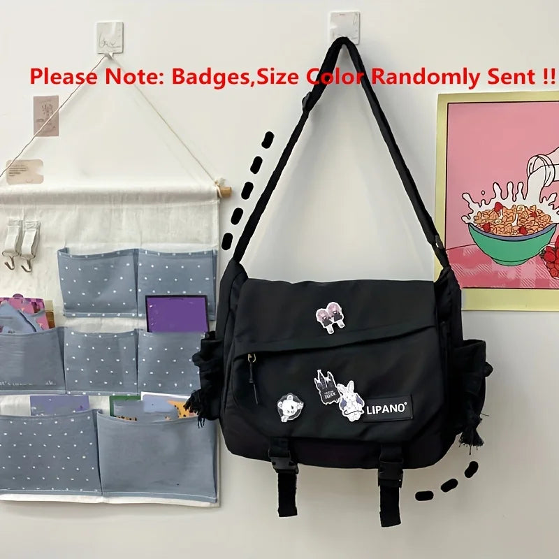 Return To School Nylon Shoulder Bag, Large Capacity Crossbody Bags for Teen Girls Men Harajuku Messenger Bag Student School Bags