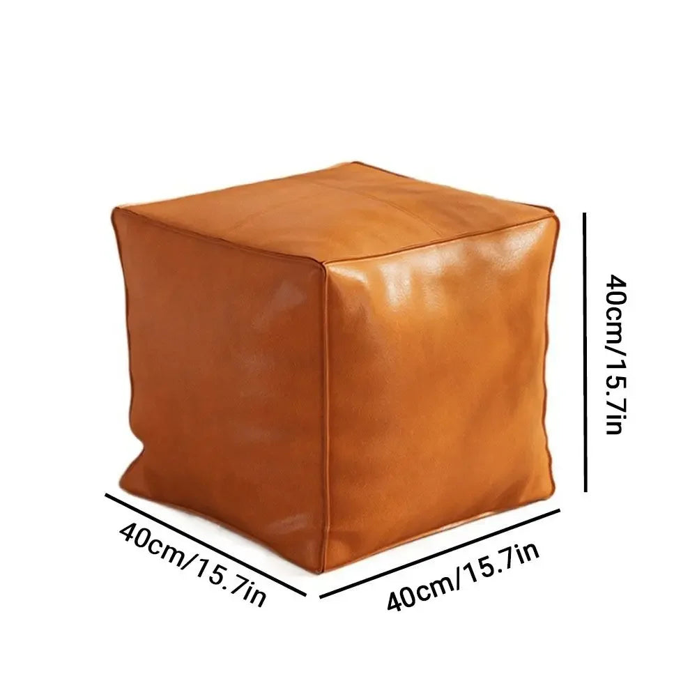 Foot Rest Non-Slip Storage Stool Waterproof Large Capacity PU Leather Ottoman Stackable Square Leather Pouf Tatami 발받침대 스툴