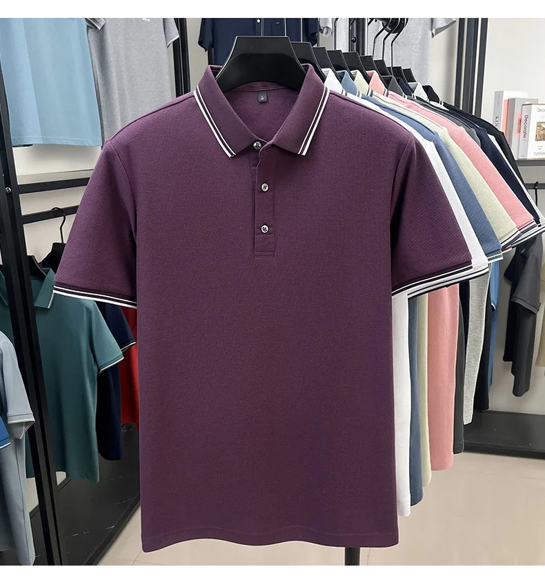 100% pure cotton summer men' luxury brand polo shirt temperament golf short style business casual high-quality T-shirt short top
