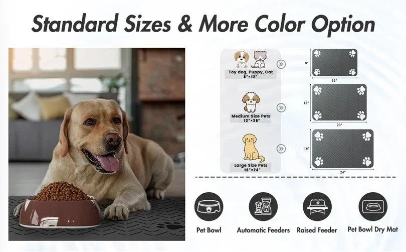 Pet Feeding Placemat For Dogs Cats Absorbent Pets Feeding Mat Waterproof Rubber Backing Quick Dry Pets Food and Water Bowl Pad