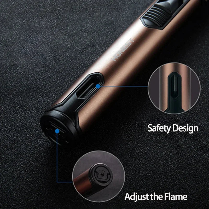 HONEST Metal Torch Windproof Lighter Refillable Pen Lighter Jet Flame Butane Lighter Kitchen BBQ Candle Camping Men's Gadget