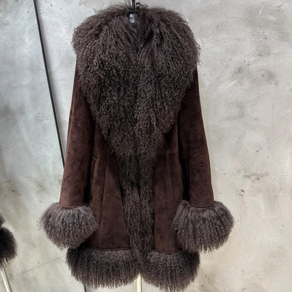GO BALLISTIC YA Mongolia Sheep Fur Coat Women Real Leather Jacket Genuine Leather Coat