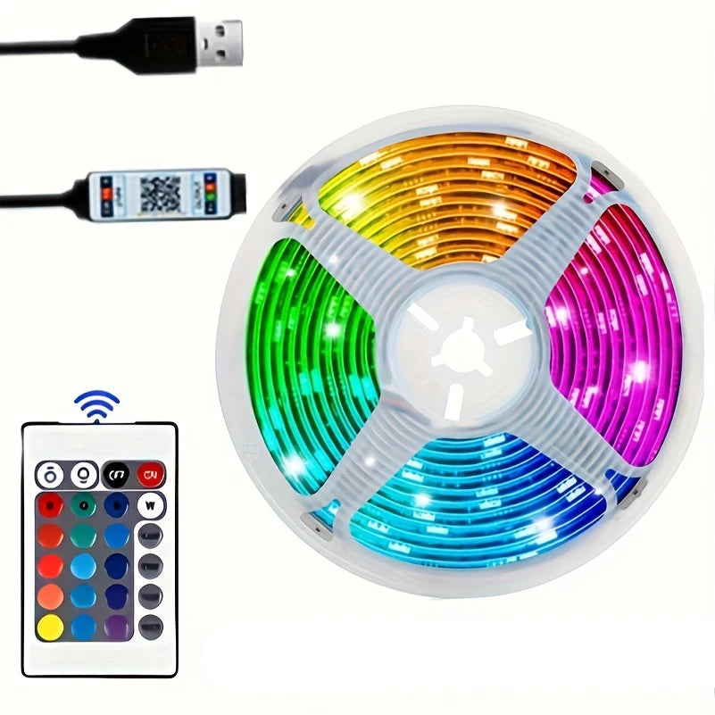 Led Light Strip 5M USB Plug 24 Keys 5050 Multicolor RGB TV Background Light Bar Game Room Family Party Decoration Night Light