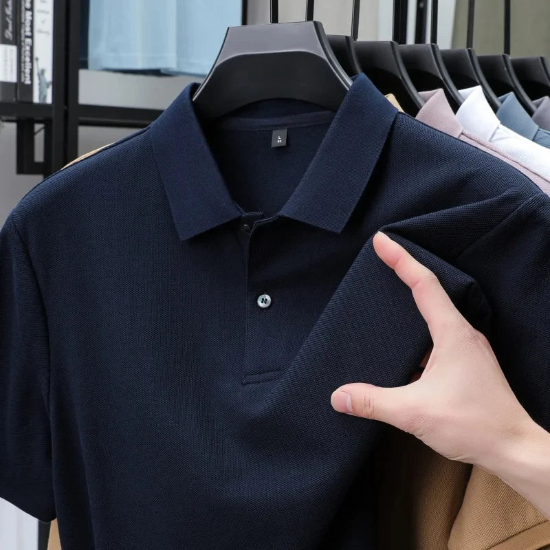 100% pure cotton men's new short-sleeved summer fashion Polo shirt, high-quality luxury premium T-shirt, business casual top