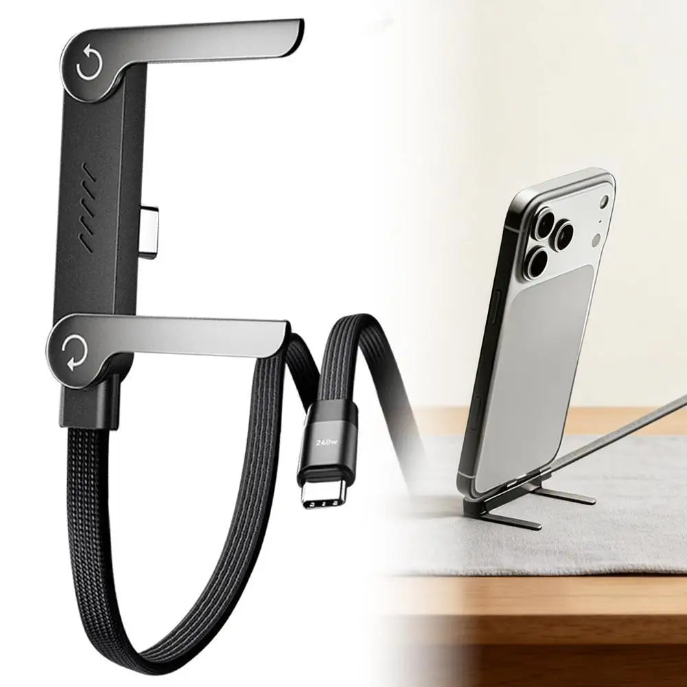Chargestand 2-in-1 Cable,240W Fast Charging Cable USB Type C USB A,Holder Charger Cable with Stand Charging Cables