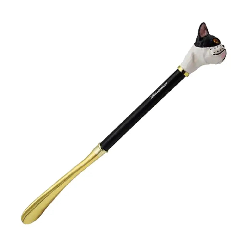 Long Metal Shoe Horn with Schima Wood Handle Solid Brass Animal Horse Head Long handle luxurious metal shoe horn Accessory