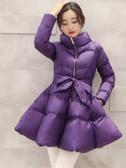 2023 New Fashion Winter Coats Women Warm Outerwea Cotton Padded Jackets Womens Clothing Belt Zipper Parkas Femme A-word Jacket