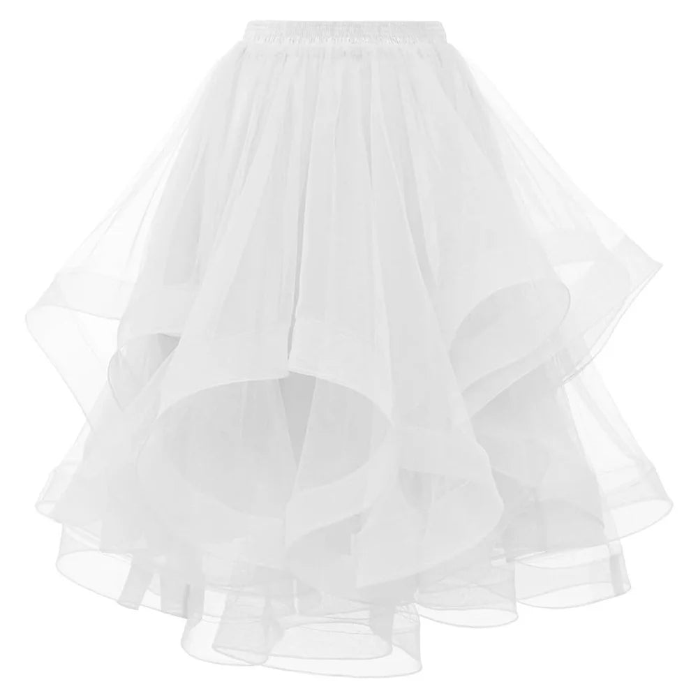 Fashion Tulle Skirt Spring Summer Women Irregular Mid-length Mesh A-line Skirt Women Solid Sweet Party Skirt Female Clothing