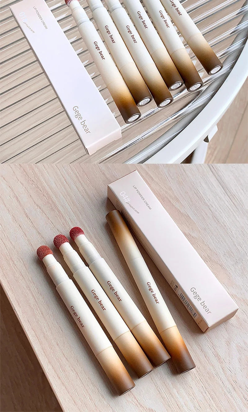 Gege Bear Velvet Matte Lip Powder Cream — Soft Velvet Finish, Natural-Looking and Skin-Tone Enhancing, Long-Lasting,