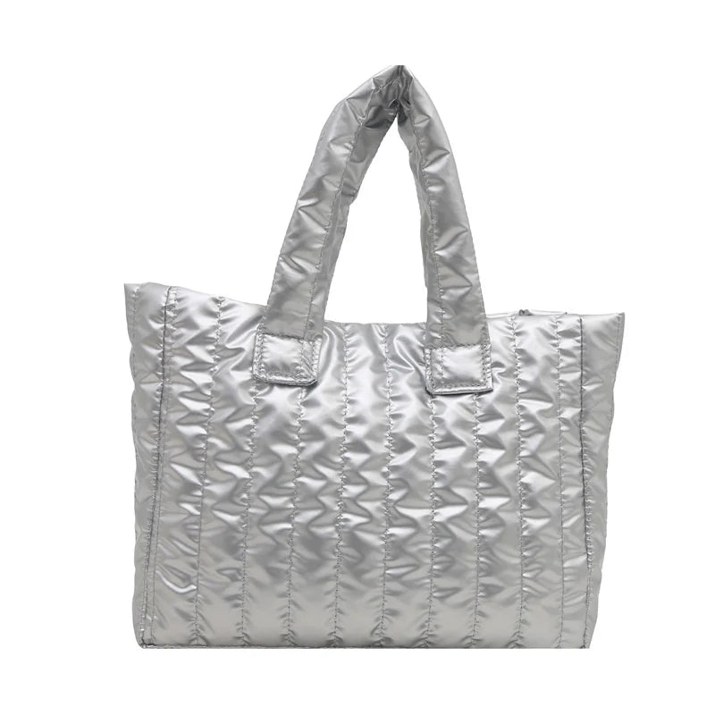 Ladies Tote Bags Large Capacity Cotton Padded Bag Solid Color Casual Fashion Nylon Elegant for Handbag
