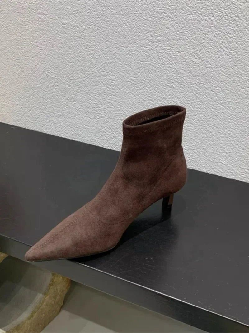 Shoes for Women 2026 High Quality Elegant Ankle Women's Boots Fashion Back Zipper Solid Office and Career Sexy Pointed Toe Boots