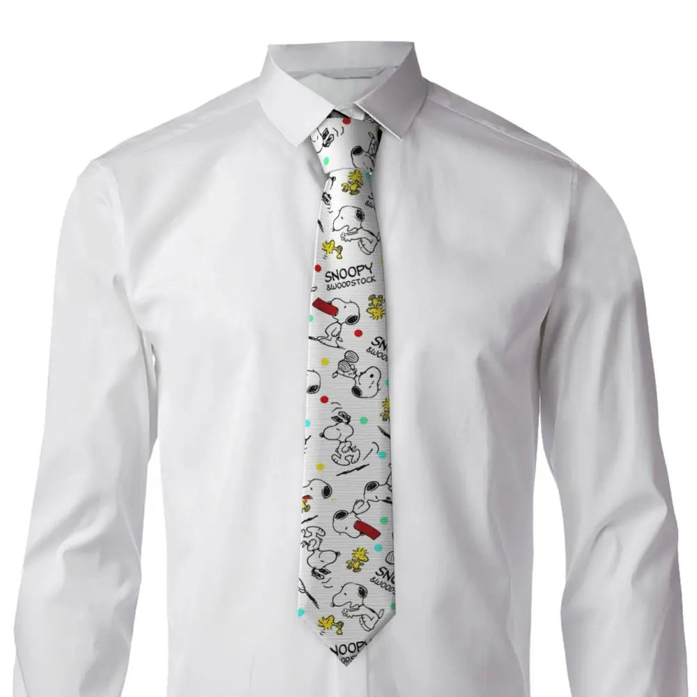 Snoopys & Woodstock Smile Giggle Laugh Neckties Silk 8 cm Neck Tie for Mens Shirt Accessories Cravat Wedding Accessories Office