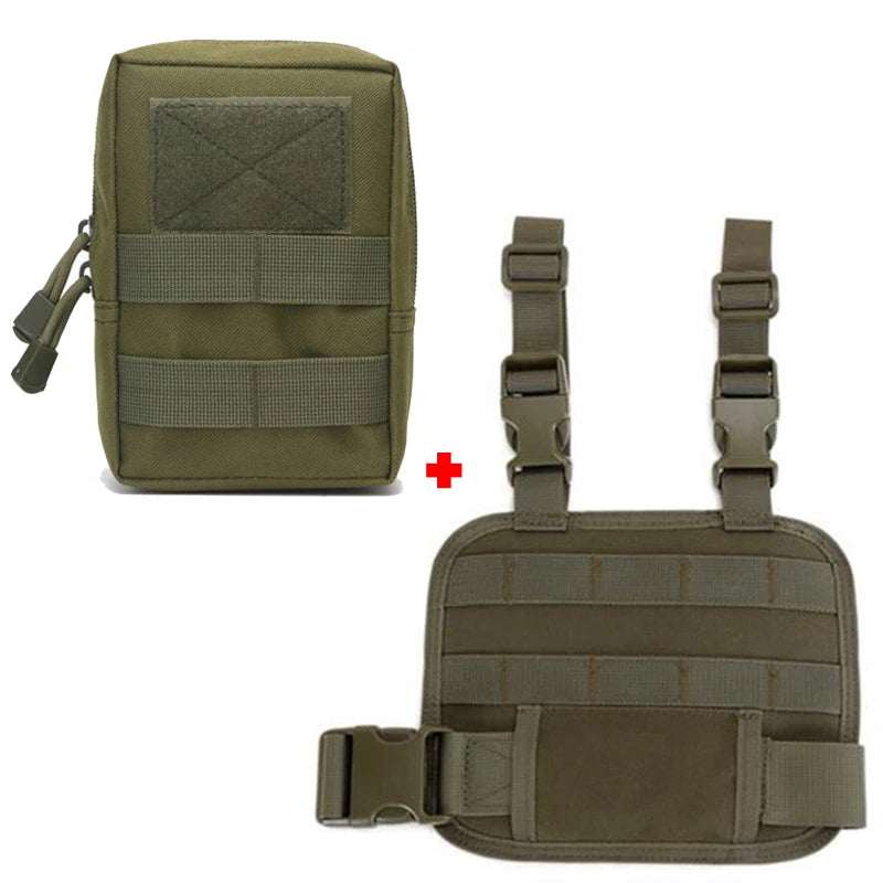 Tactical Molle EDC Pouch Compact Utility Pouch 600D Multipurpose Tool Bag Wasit Bag Organizer Tools Bags with Thigh Rig Panel