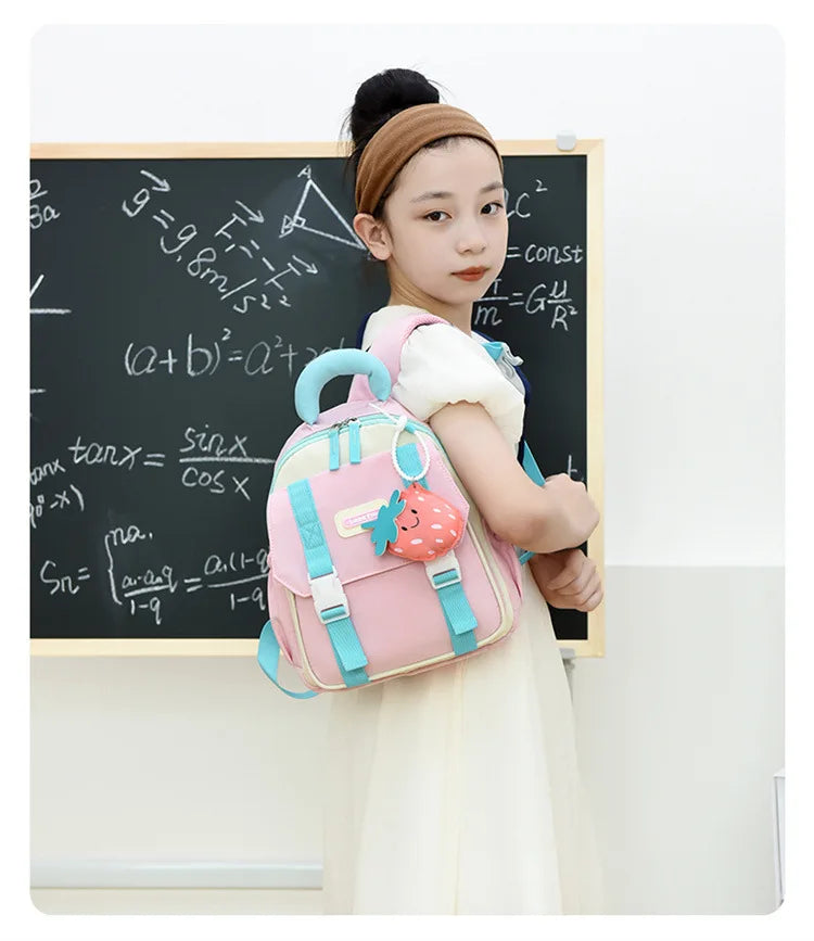 New Large-capacity Backpack Children Kindergarten Backpack Boys Girls Kids Load-reducing Color-blocking Double-shoulder Bag
