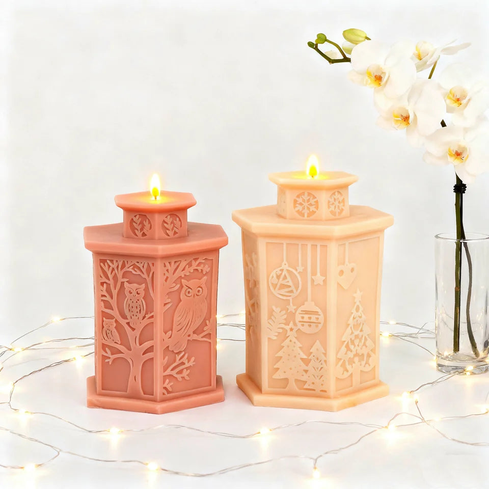 Eid Mubarak 3D Relief Lace Pillar Lantern Candle Mold Animal Plant Designs Ramadan Decor Christmas Handmade Taper Candle Making