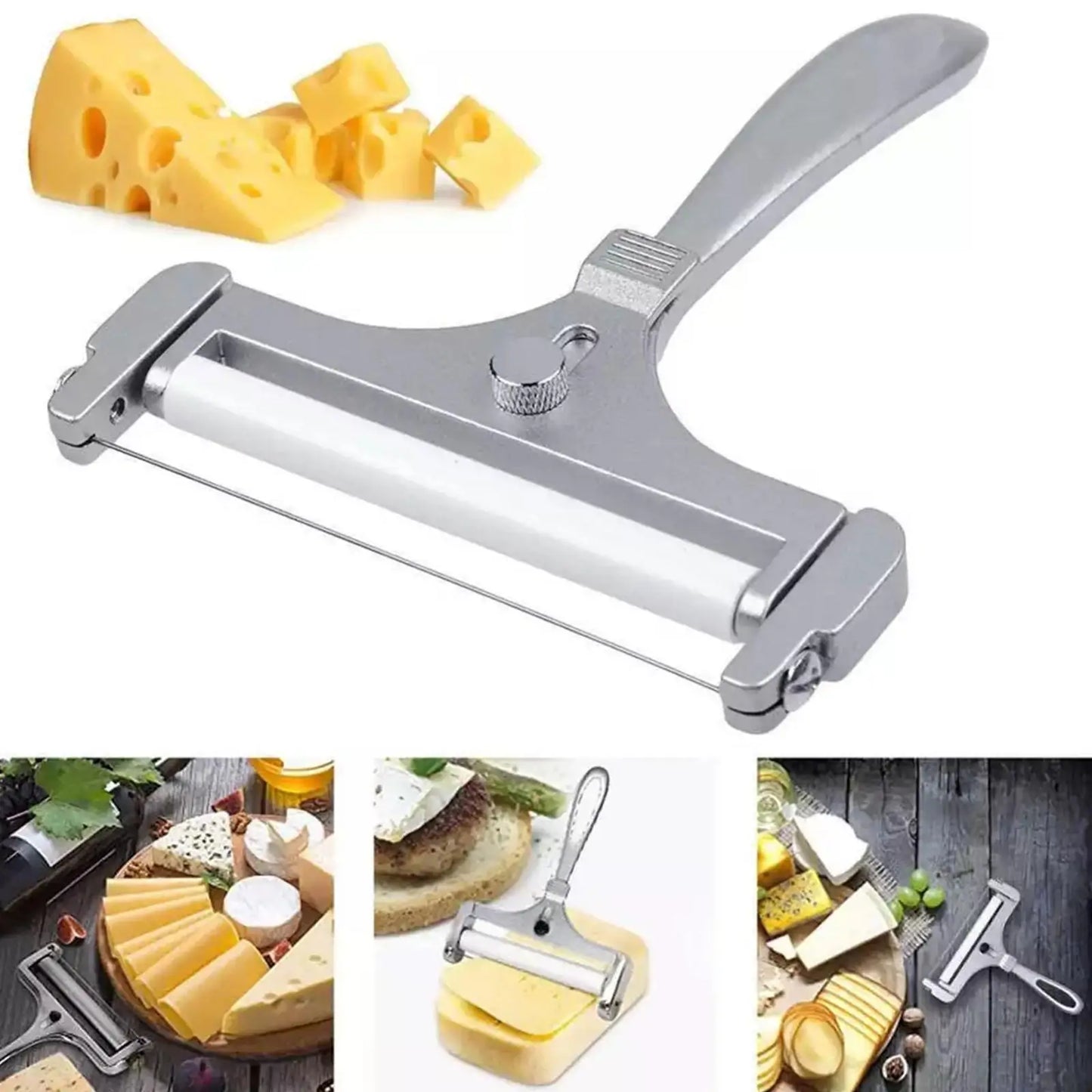 Cheese Slicer Adjustable Thickness Heavy Cheese Cutters With Wires For Soft Semi-Hard Cheese Butter With Cutting Wires