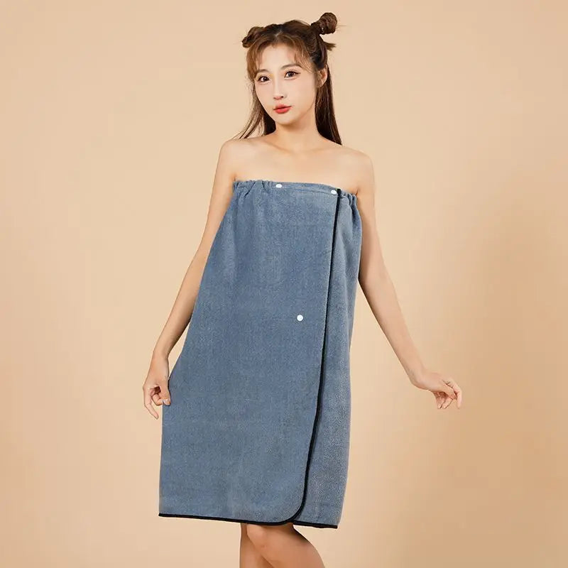 Cotton Bath Towel Wrap Bathrobe Thickened Soft Absorbent Quick Dry Velvet Wearable Plus Towel Hotel Bathing Sleepwear
