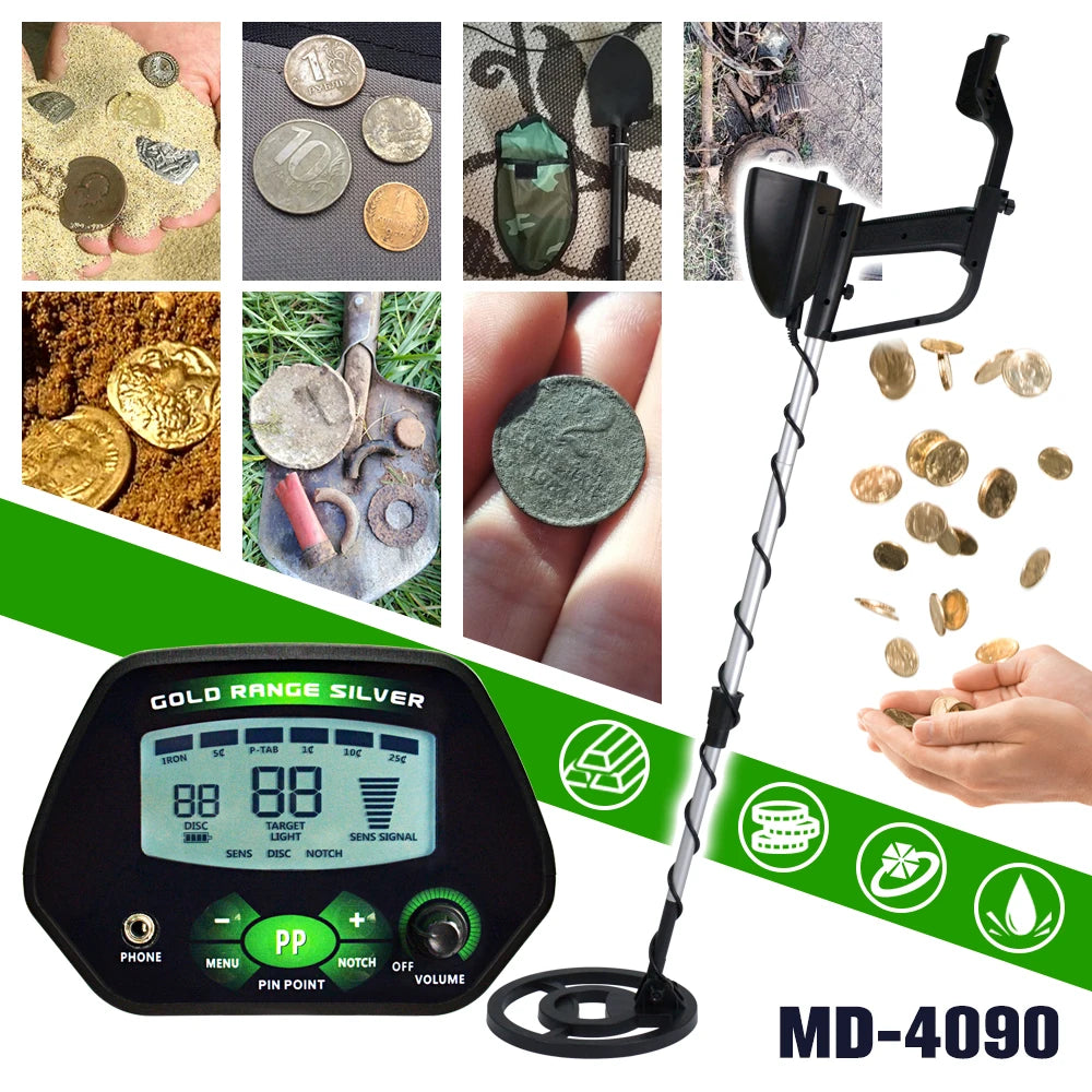 MD-4090 Professional Metal Detector Underground Gold Detector High Accuracy Metal Finder Waterproof Search Coil Seeker Treasure