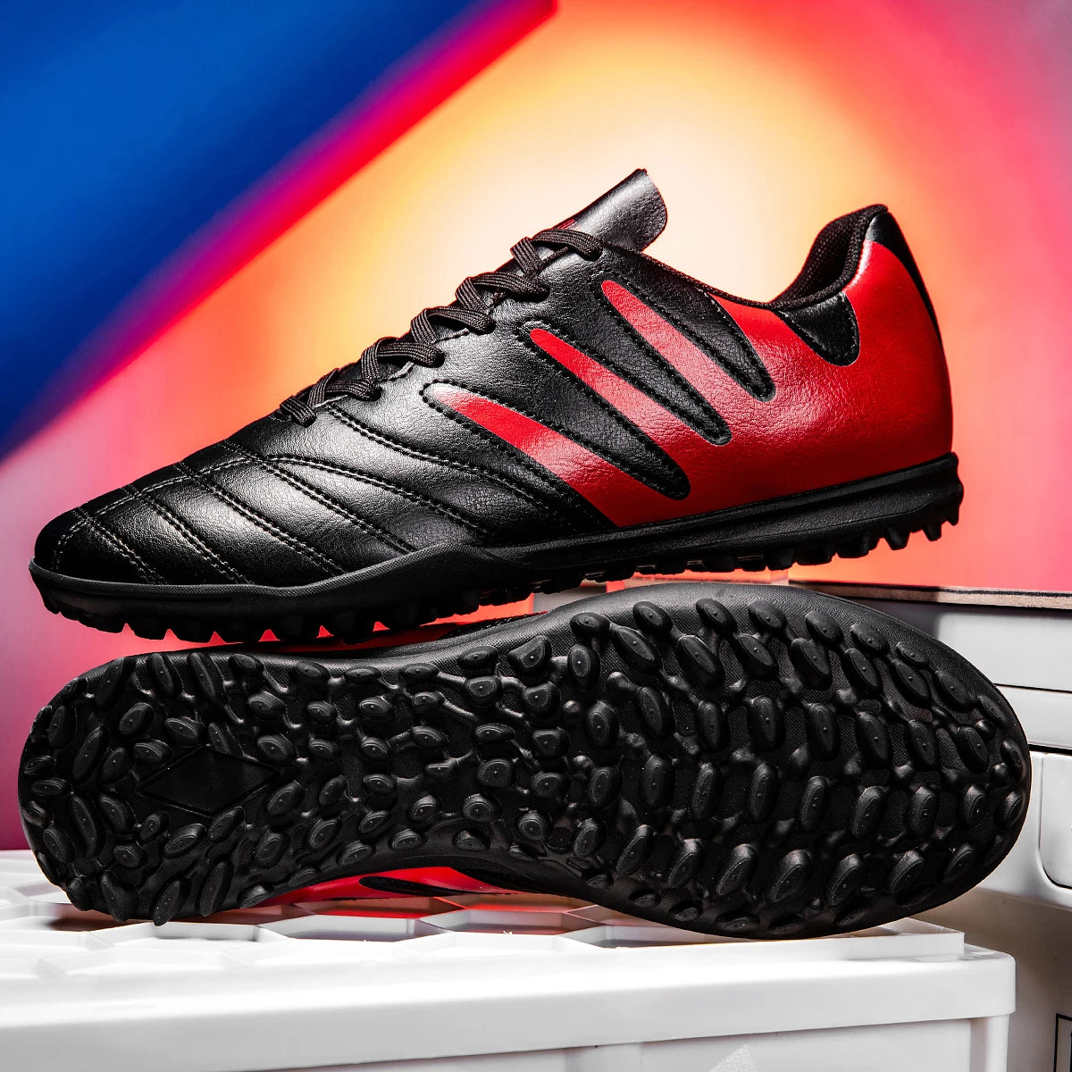Sport Essential TF Turf Football Shoes Integrated PU Fabric Rubber Sole Anti-slip Wearable Unisex Casual Football Shoes