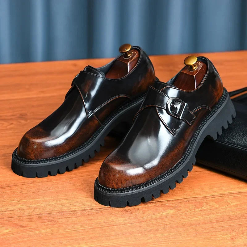 Italian Patent Leather Mens Dress Shoes Luxury Brand Handmade Fashion Platform Elegant Genuine Leather Wedding Oxfords Shoes Man