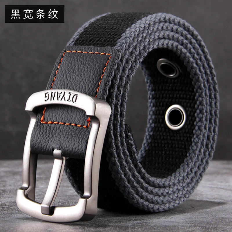 Belt, men's canvas buckle belt, casual work pants belt, young people's trend pants belt, versatile student trend fashion belt