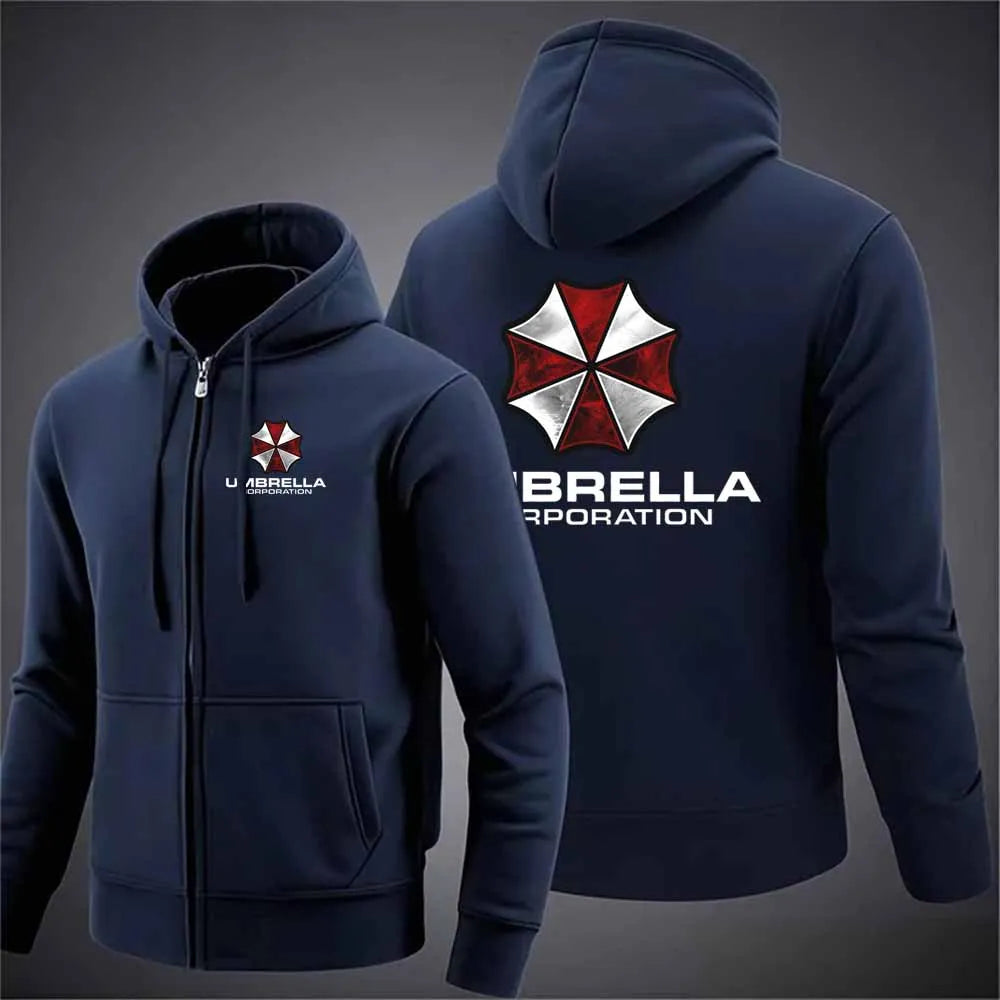 Umbrella company 2025 Men's long Hoodies Spring And Autumn Solid Color Zipper Pullover Comfort Harajuku Top Sweatshirts