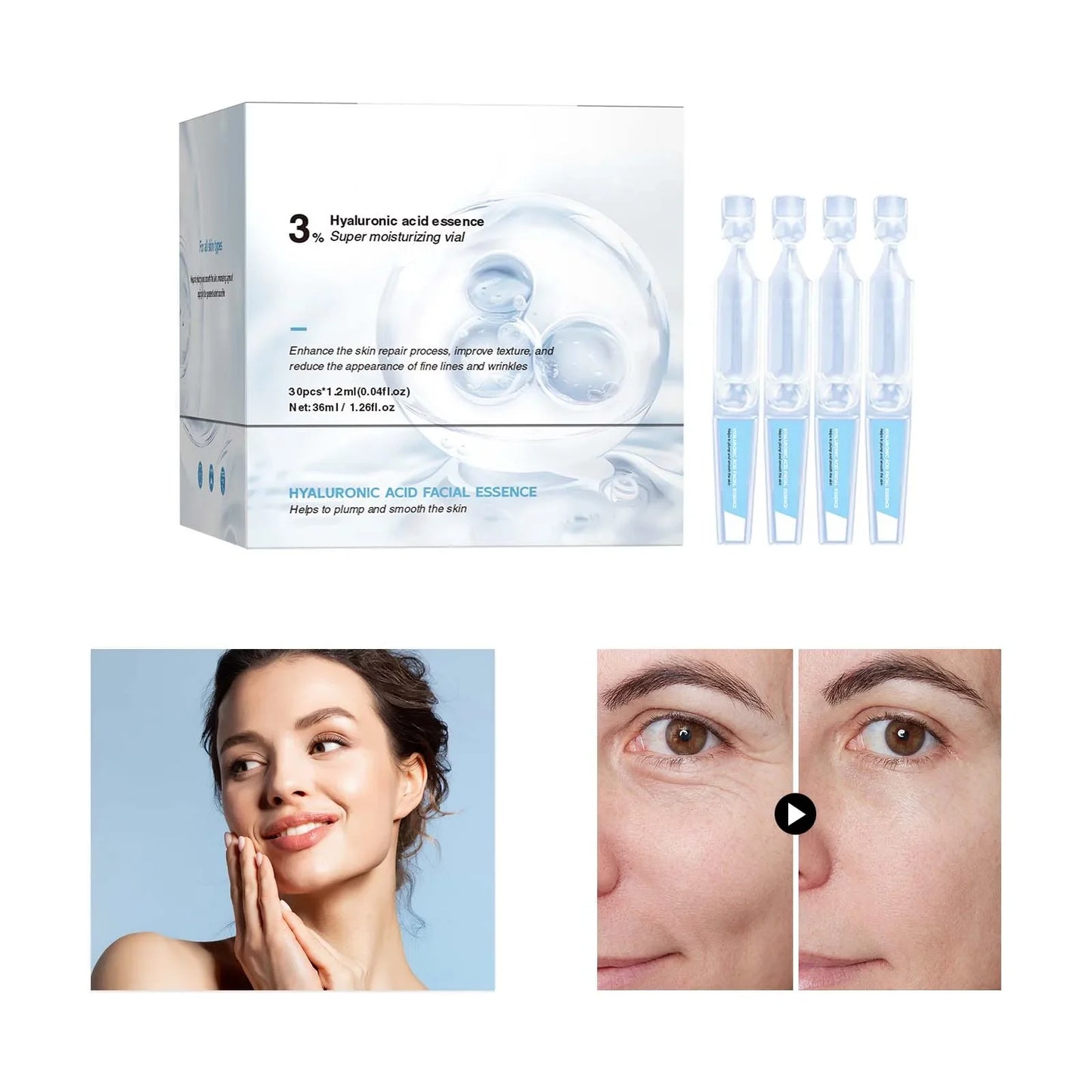 Skin Care Hyaluronic Acid Liquid Serum Facial Moisturizing Lifting Glow Up Facial Essence Quick Absorption Dermapen Serum