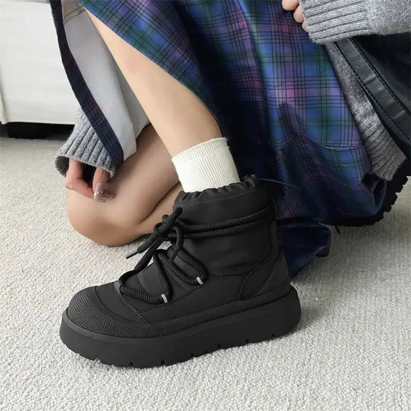 Men's Snow Boots Autumn and Winter Thickened Fashion Casual Bakers Shoes Fur-Lined Thickened Warm Mid-Calf Cotton Shoes