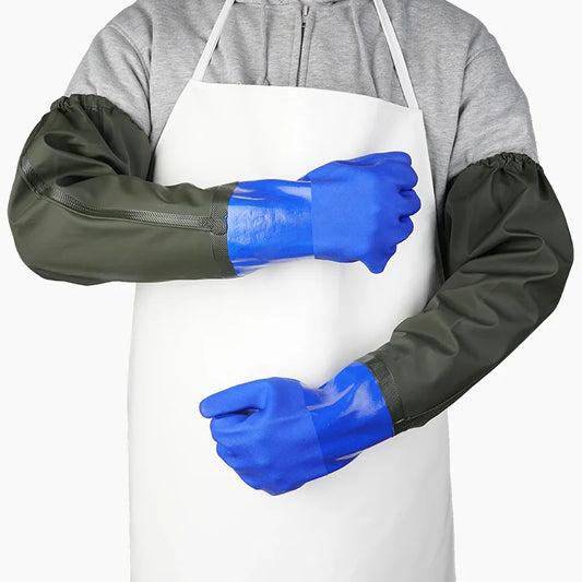 Warm fishing gloves, dishwashing, car washing, lengthened, non-slip, wear-resistant, waterproof, labor protection gloves