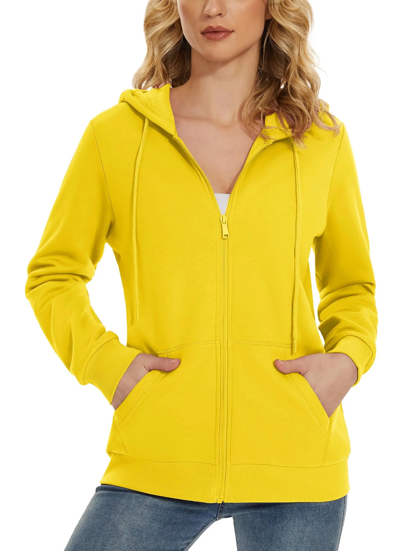 TACVASEN Spring Fleece Lining Sweatshirts Jacket Womens French Long Hoodies Full Zip Up Jacket Casual Streetwear Outdoor Coats
