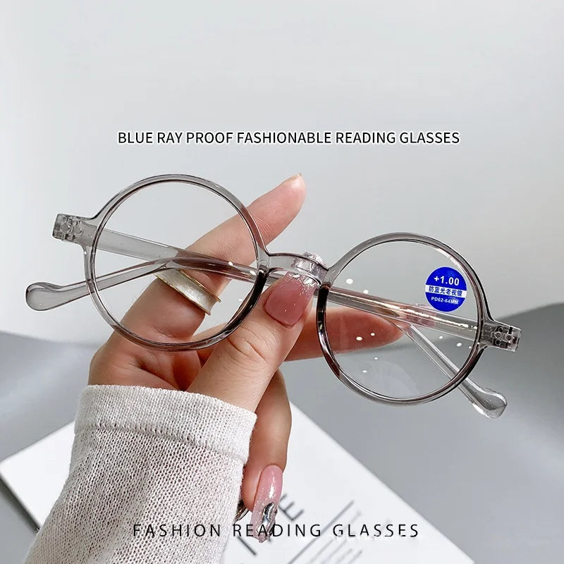 Trendy Round Small-Frame Reading Glasses for Men and Women, Middle-Aged and Elderly People, for Reading Books and Newspapers