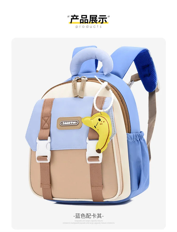 New Large-capacity Backpack Children Kindergarten Backpack Boys Girls Kids Load-reducing Color-blocking Double-shoulder Bag