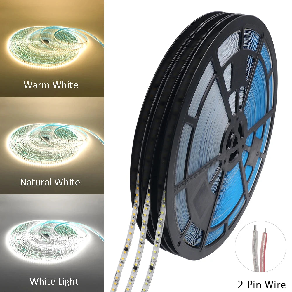 10m 20m 50m 220V 2835 LED Strip Light No Need Driver High Bright 120LEDs/M Flexible Tape Lights IP44 Waterproof Home Lighting