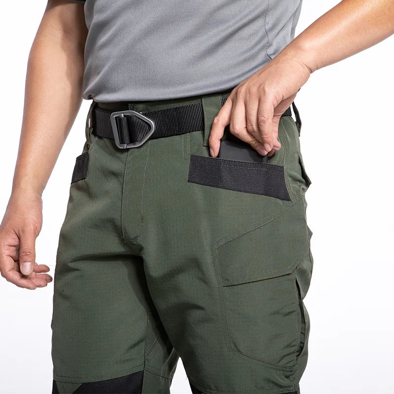Men's Spring Autumn Tactical Pants Outdoor Work Cargo Trousers for Hiking Camping Climbing Hunting Waterproof with Multi-Pockets