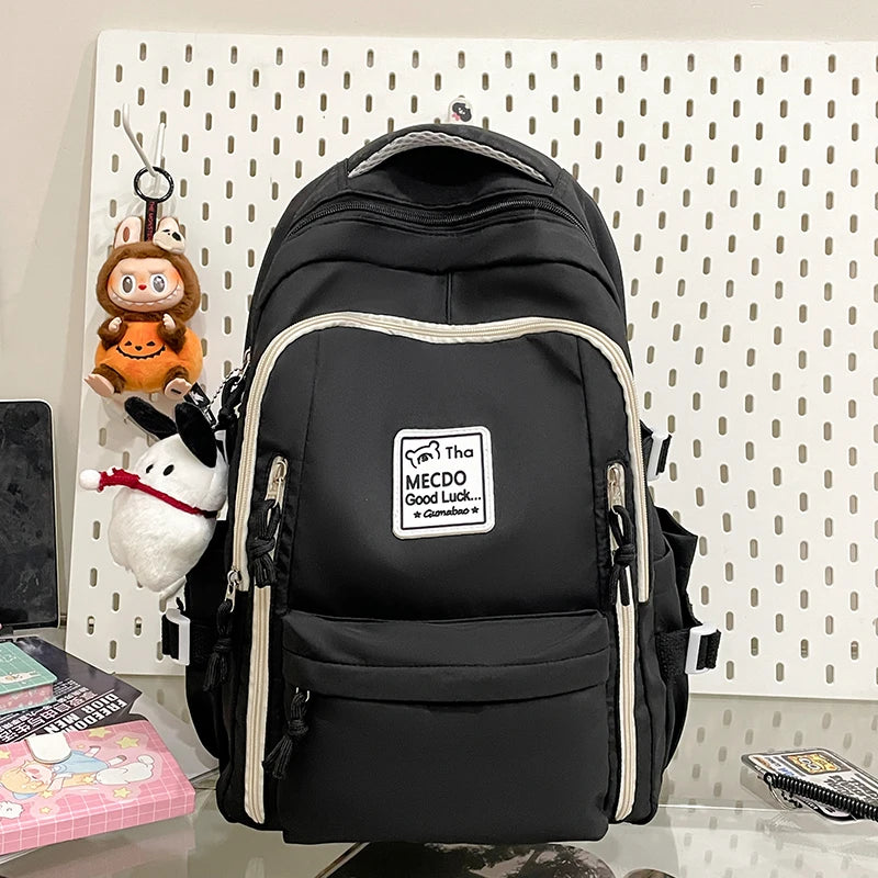 College Style Color Blocked Student School Bags Lightweight Large Capacity Multi-layer Storage Computer Backpack Campus Travel