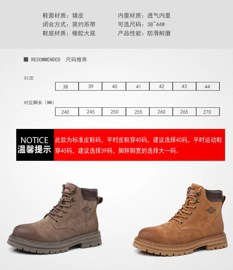 Genuine Leather Men Boots Outdoor Casual Shoes for Men Platform Boots Ankle Boots High Quality Men Shoes Male Moto Shoes
