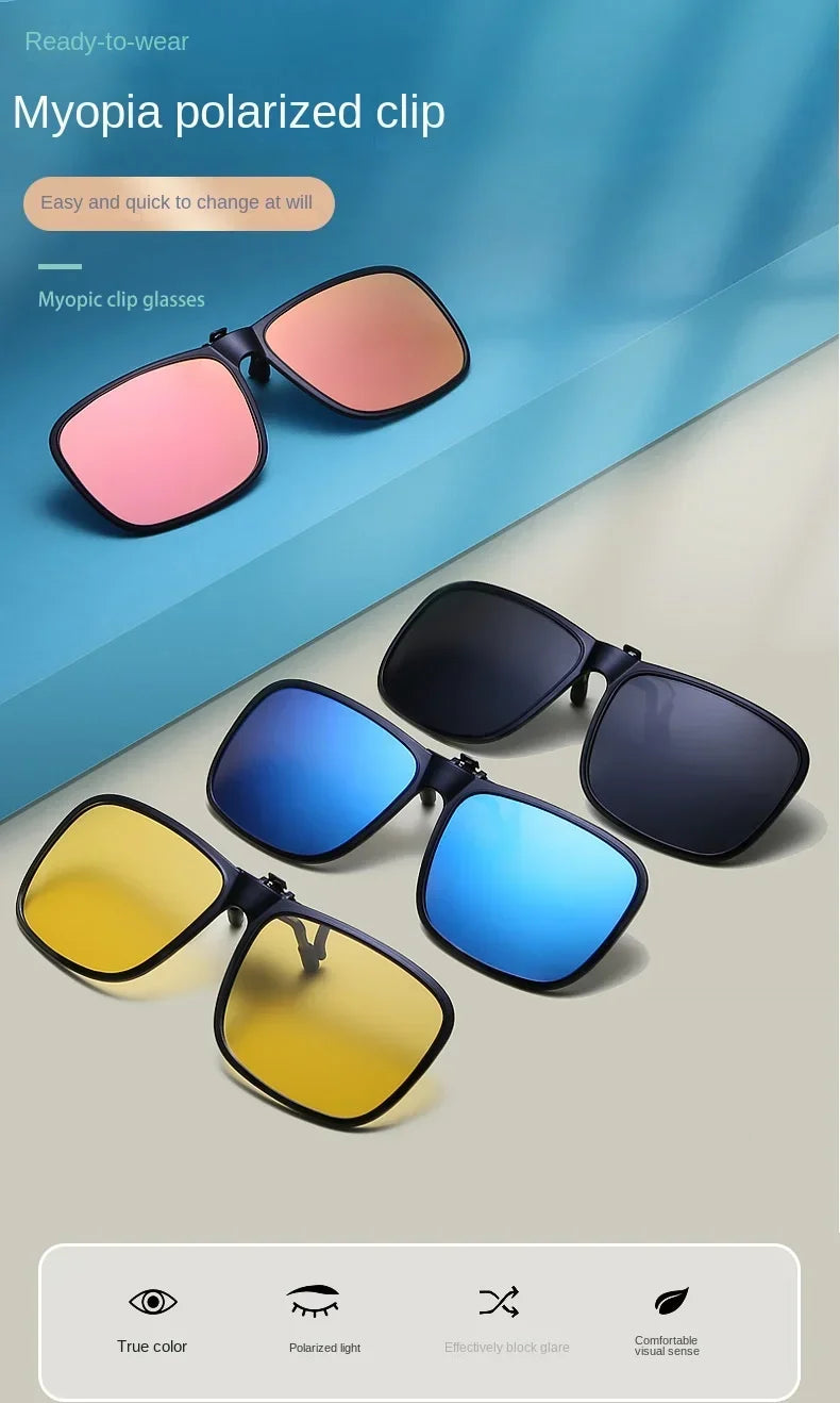 Polarized Flip Up Clip on Sunglasses for Driving Dark UV400 Photochromic Anti Glare Lens MyopiaSun Glasses Car Driver Очки