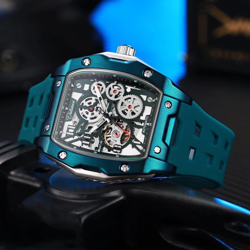 Watches For Men Original Automatic Mechanical Watch Skeleton Waterproof Luminous Men's Watch White Rubber Strap Reloj Hombre
