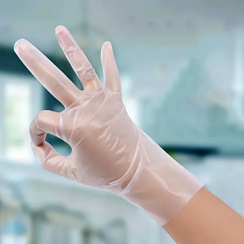 100/200pcs Disposable Gloves, made of durable material, easy to use. Suitable for cleaning in the kitchen and bathroom.