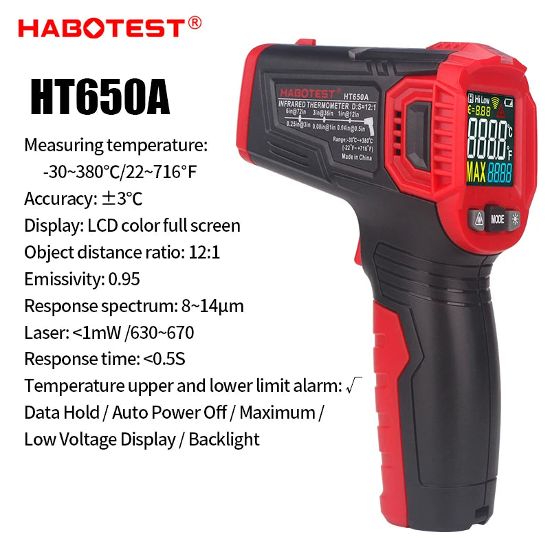 Digital Infrared Thermometer -50~600℃ IR Laser termometro Pyrometer Gun Non-Contact Laser Temperature Meter gauge Tools