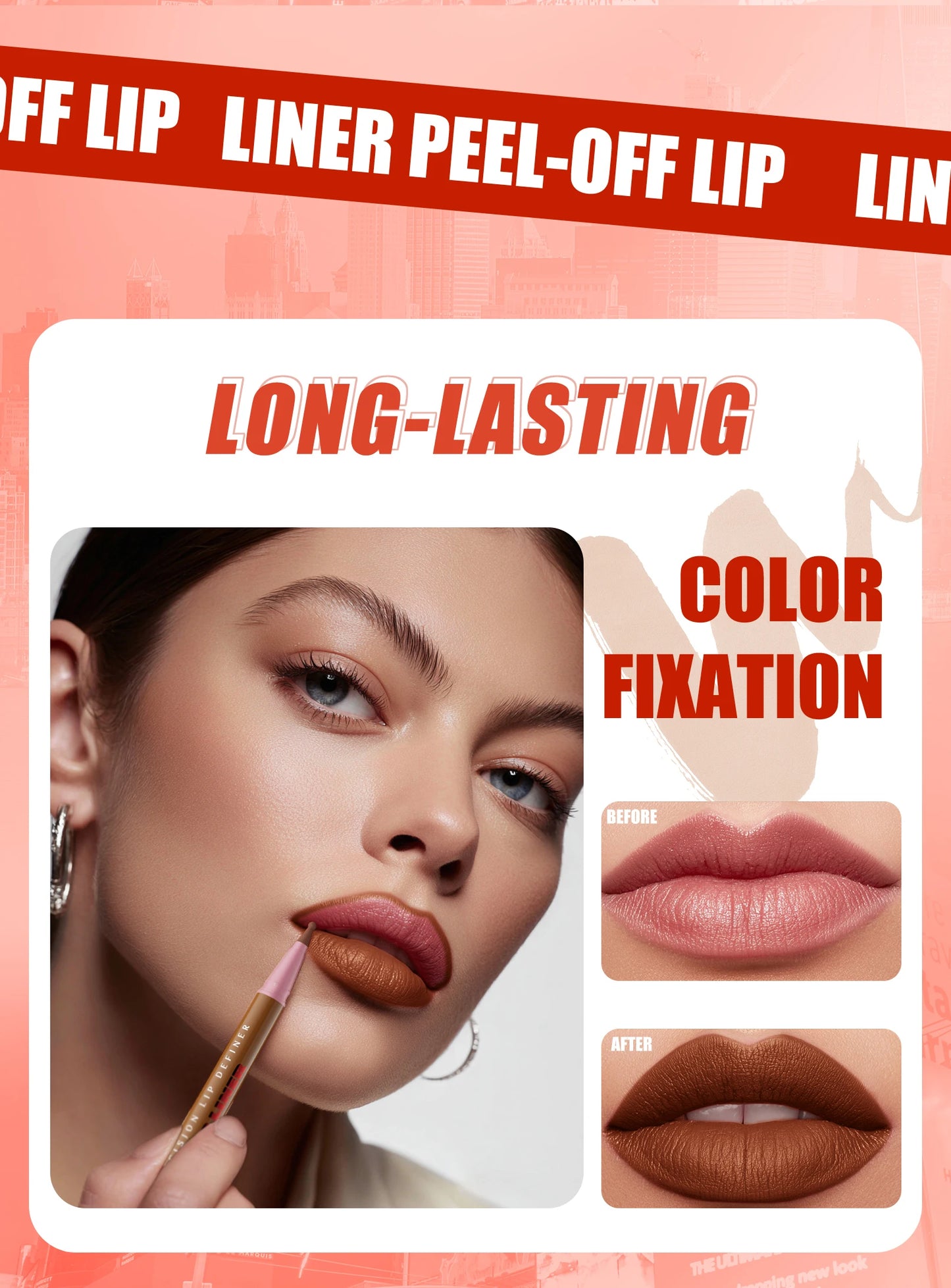 Waterproof Long Lasting Lip Liner Pencil, High Pigment Smooth Matte Lip Liner, Sweatproof Non-Fading Lip Contour Makeup